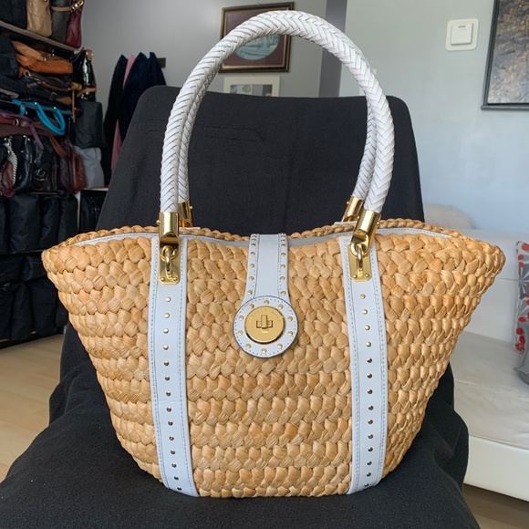 Michael Kors Santorini XL Corn Husk Basket Purse Clean Chic, Sustainable Luxury - Picture 1 of 14